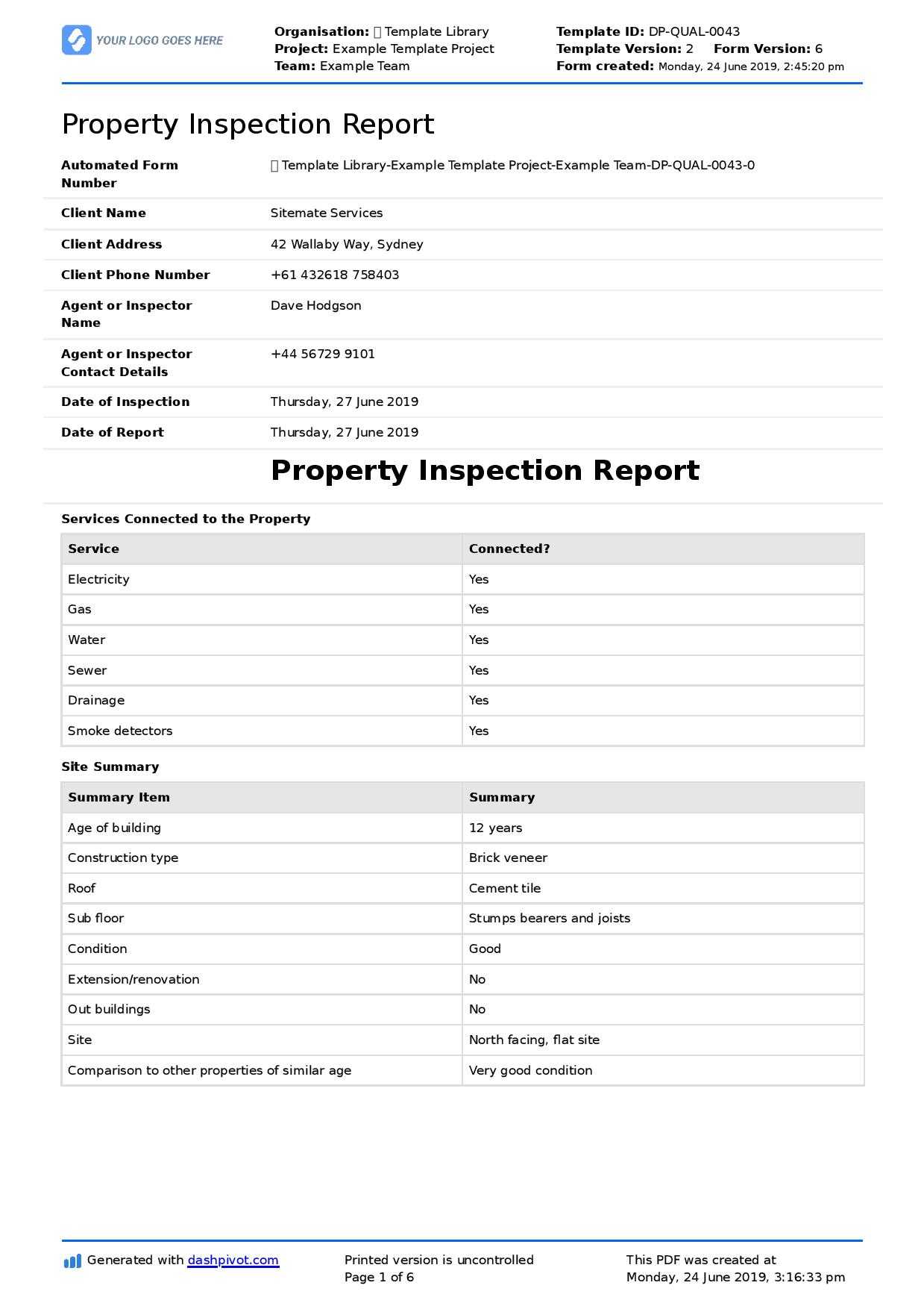 get a home inspection form