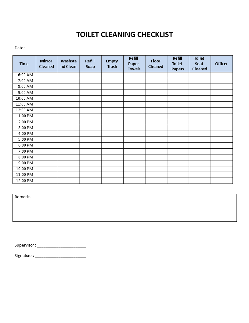 Public Restroom Cleaning Checklist | Templates At For Blank Cleaning Schedule Template