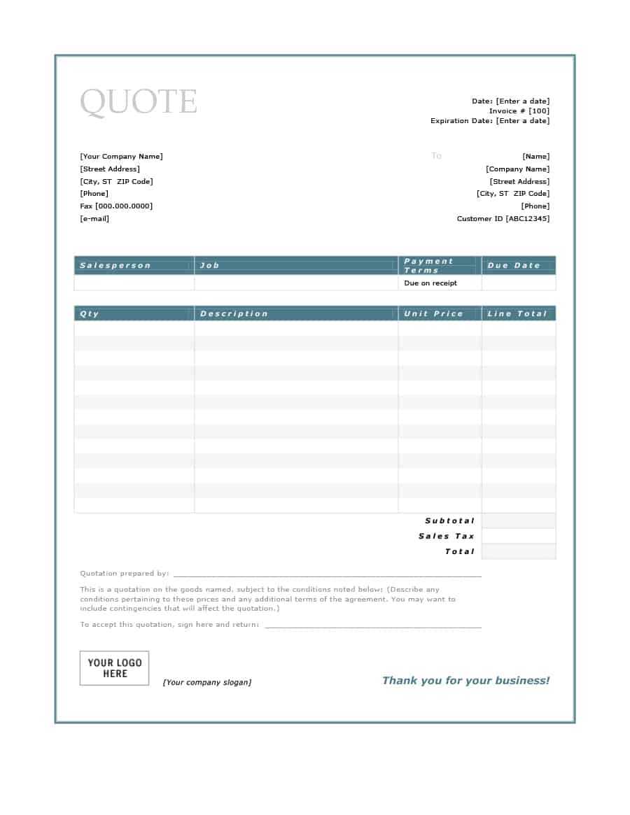 Quotation Forms – Tomope.zaribanks.co With Regard To Blank Estimate Form Template