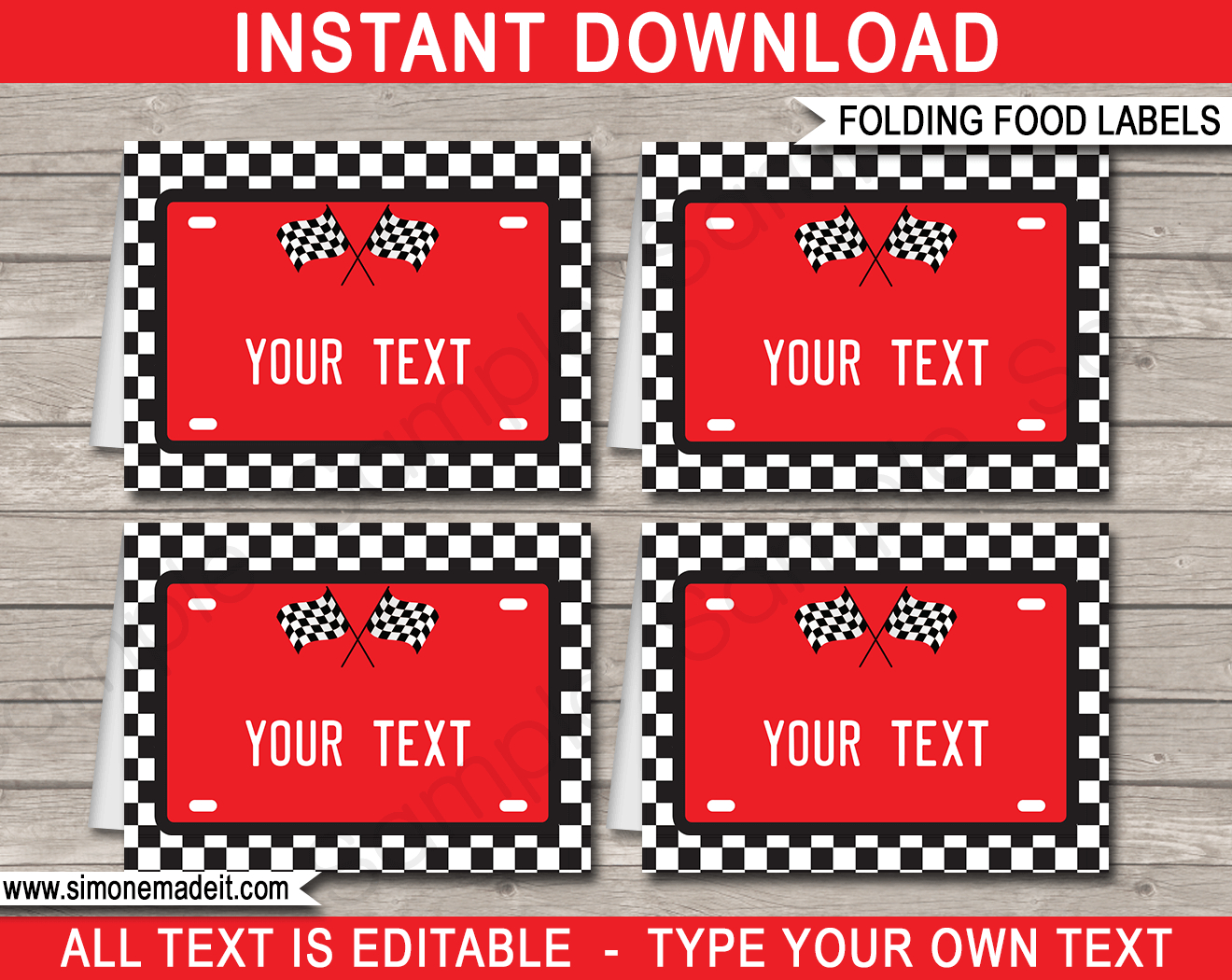 Race Car Party Food Labels Template – Red Within Cars Birthday Banner Template