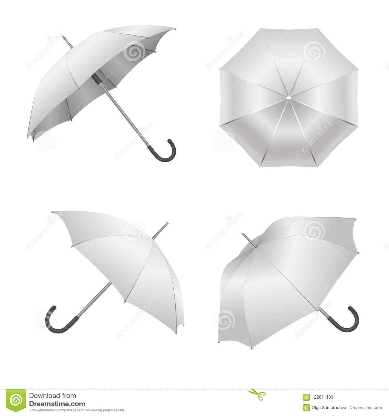 Realistic Detailed 3D White Blank Umbrella Template Mockup In Blank Umbrella Template