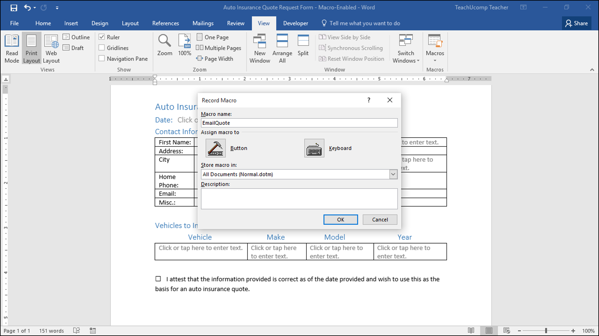 Record A Macro In Word – Instructions And Video Lesson Intended For Word Macro Enabled Template