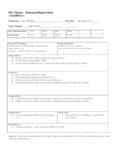 Rehearsal Report Sample with Rehearsal Report Template