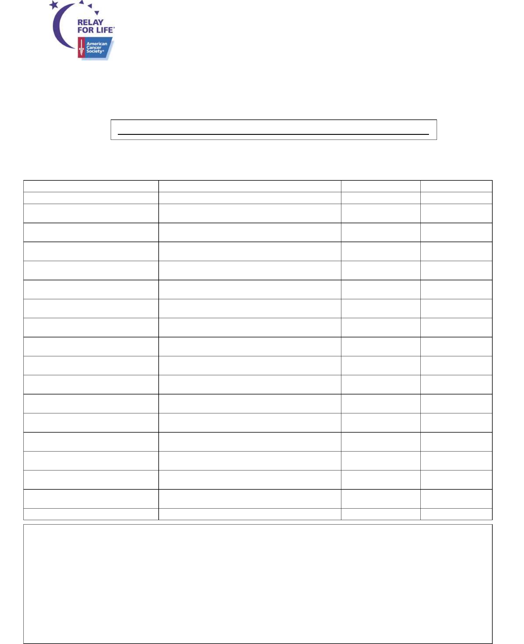 Relay For Life Donation Form – America Free Download With Regard To Blank Sponsor Form Template Free