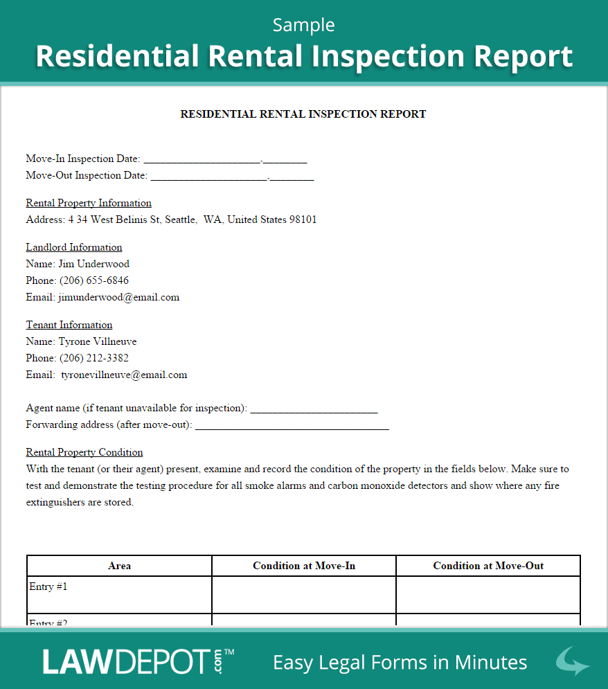 Rental Inspection Report | Property Inspection Checklist Inside Property Management Inspection Report Template