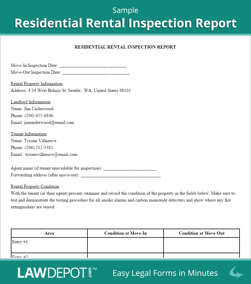 Property Management Inspection Report Template