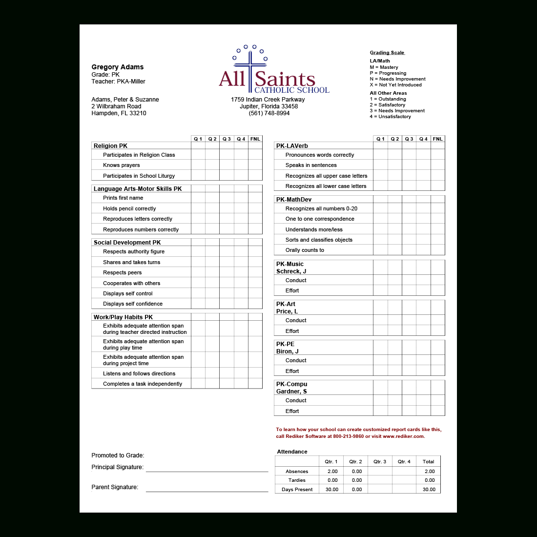 Report Card Software – Grade Management | Rediker Software Regarding Middle School Report Card Template