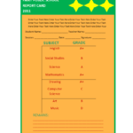 Report Card Template Inside Kindergarten Report Card Template