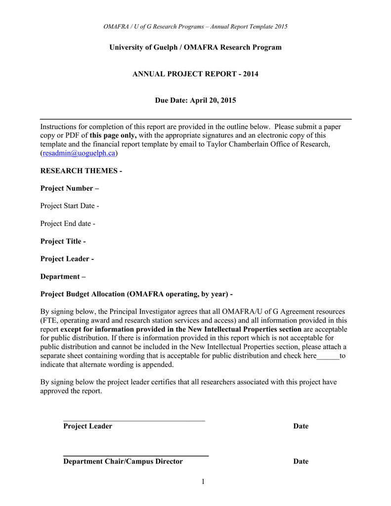 Report Template – University Of Guelph Inside Research Project Report Template