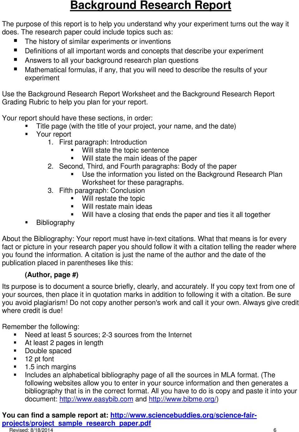 Research Paper Science Fair Project Template Introduction With Regard To Introduction Template For Report