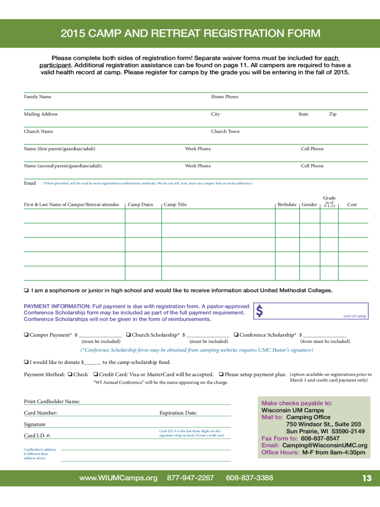 Retreat Registration Form – 2 Free Templates In Pdf, Word With Regard To Camp Registration Form Template Word