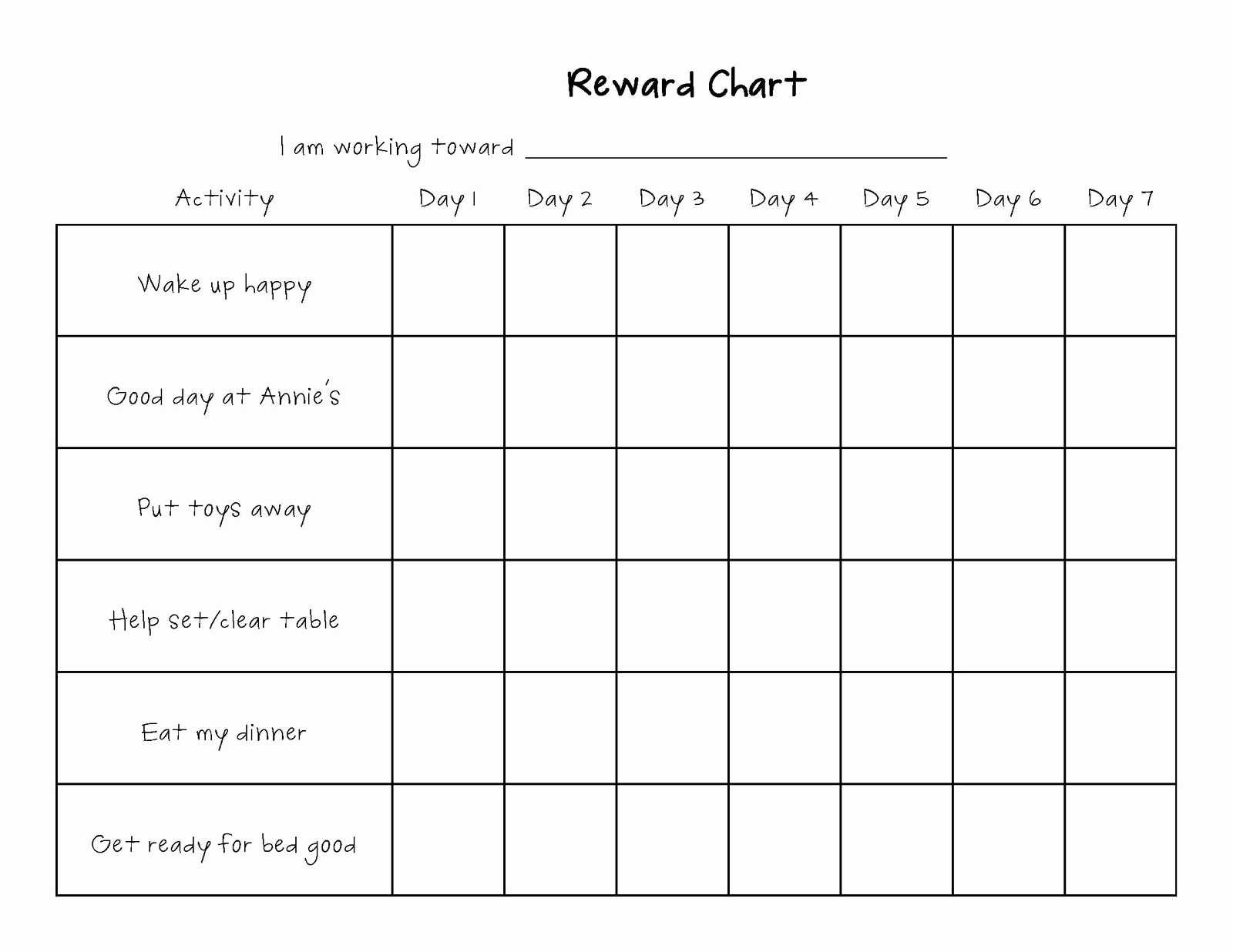 Reward Chart Templates | Printable Shelter With Blank Reward Chart Template