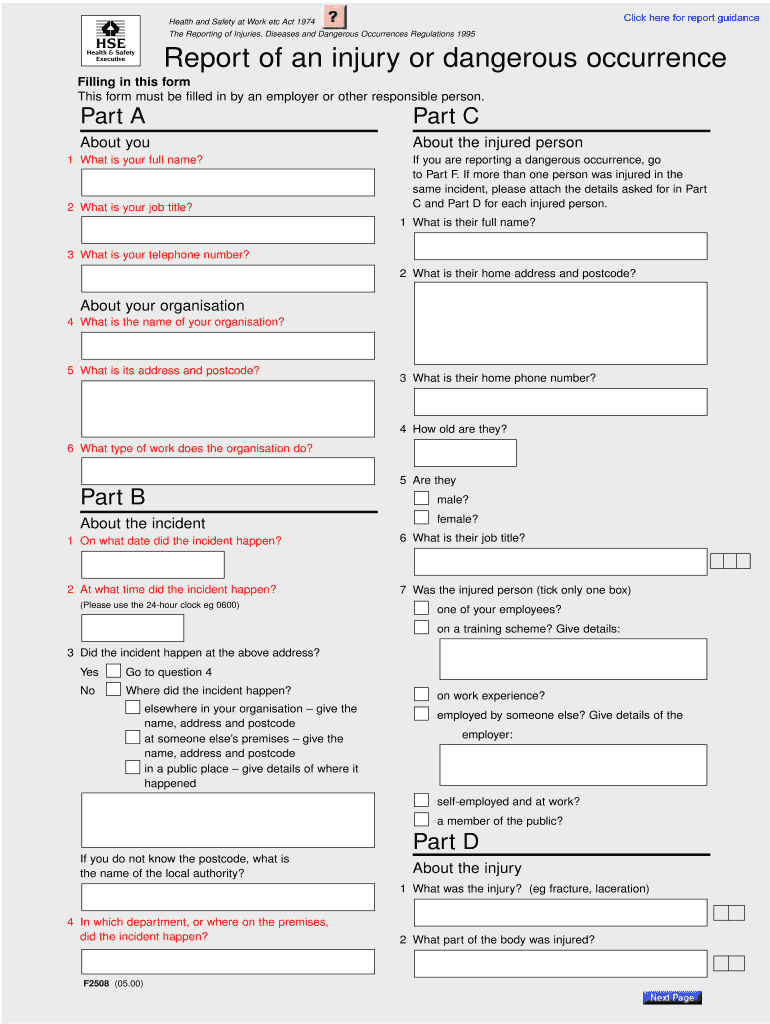 Riddor Report Form Pdf – Fill Online, Printable, Fillable Pertaining To Accident Report Form Template Uk