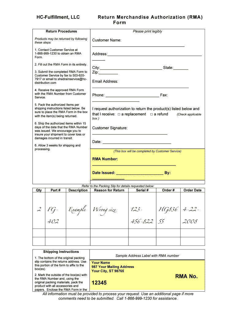 Rma Form Template – Fill Online, Printable, Fillable, Blank Within Rma Report Template