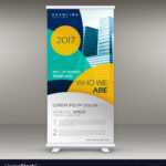 Roll Up Banner Design Template With Modern Shapes In Pop Up Banner Design Template