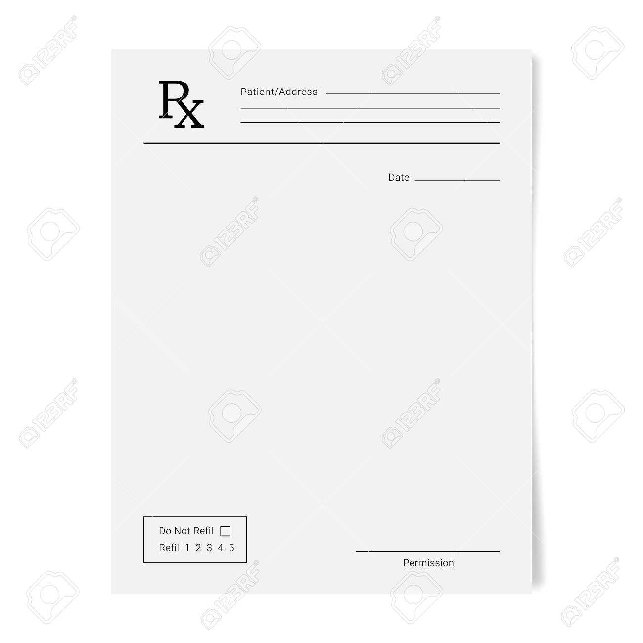 Rx Pad Template. Medical Regular Prescription Form In Blank Prescription Pad Template