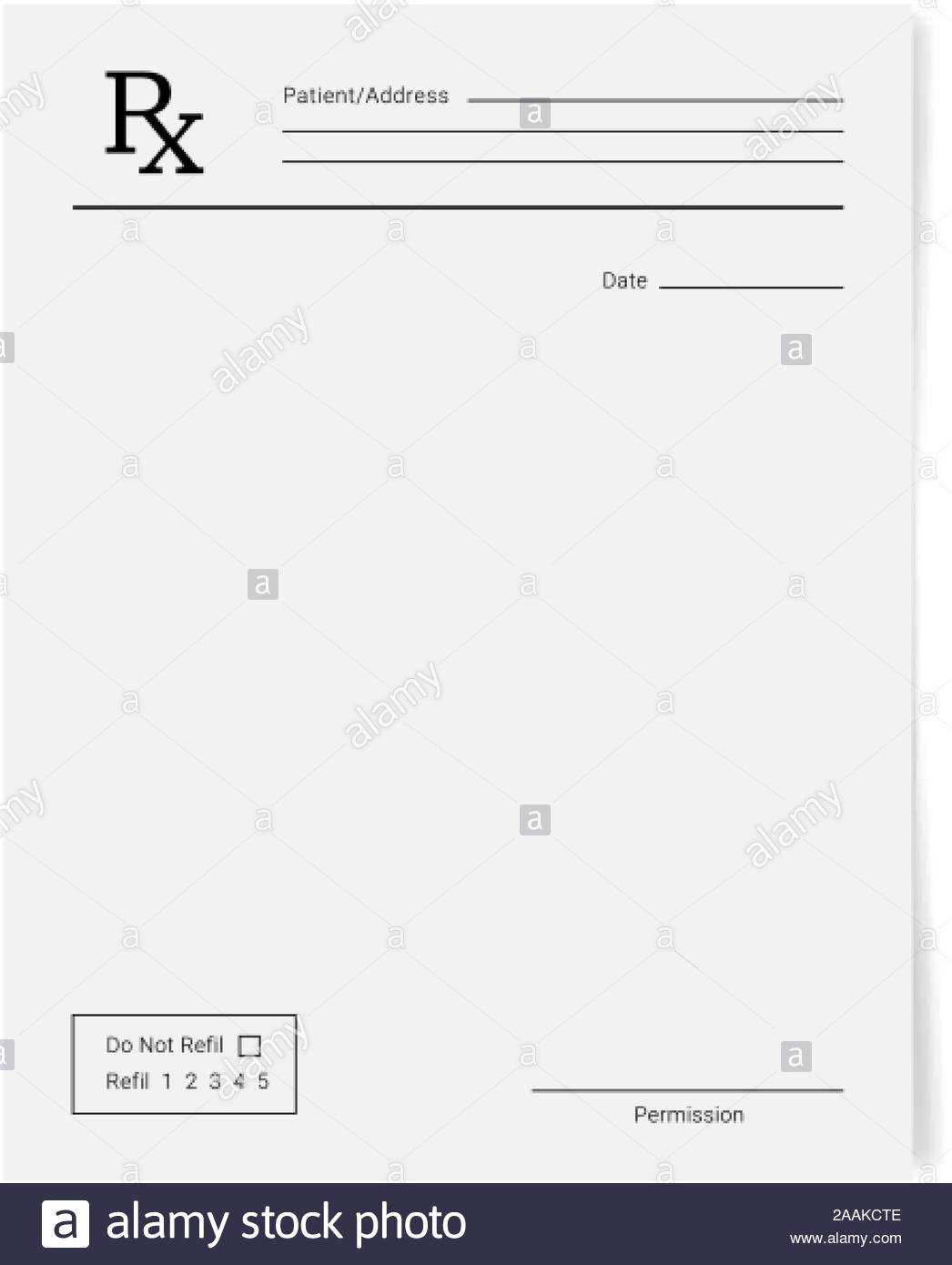 Rx Pad Template. Medical Regular Prescription Form Stock Within Blank Prescription Pad Template