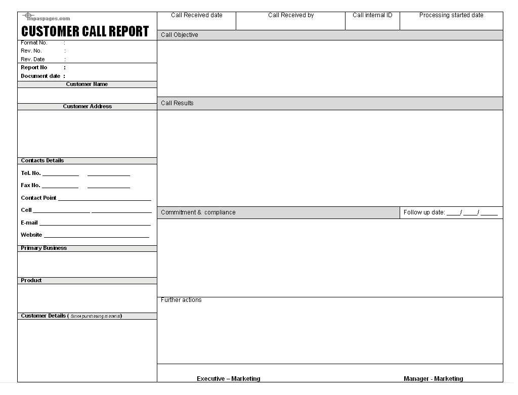Sales Call Report Templates - Word Excel Fomats Regarding Sales Visit Report Template Downloads