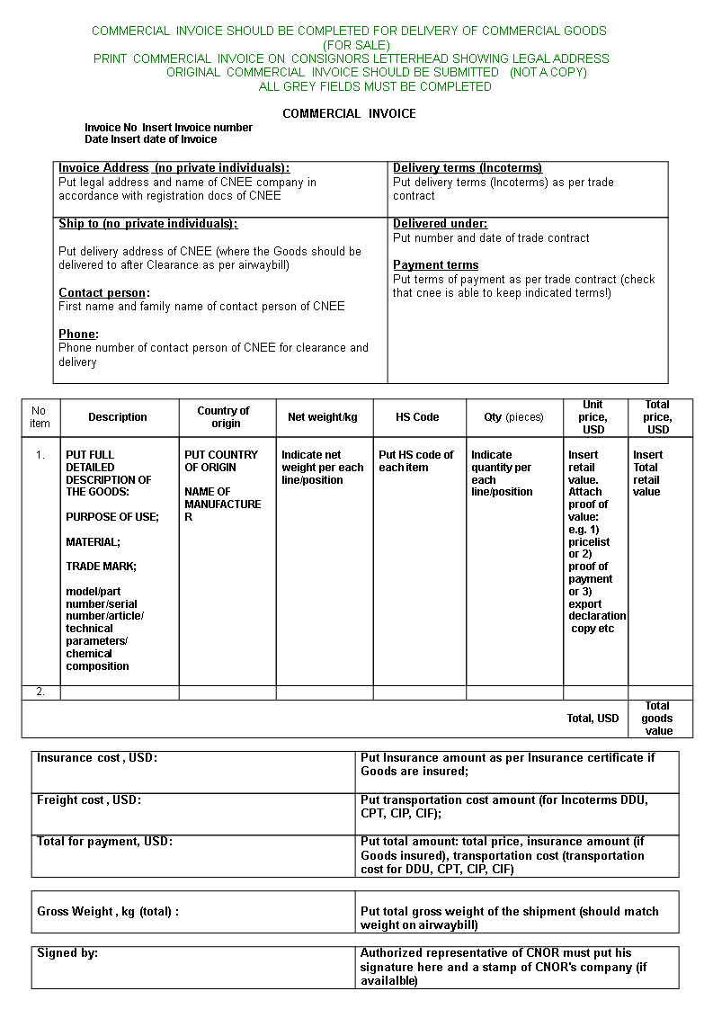 Sample Commercial Invoice Word | Templates At Inside Commercial Invoice Template Word Doc