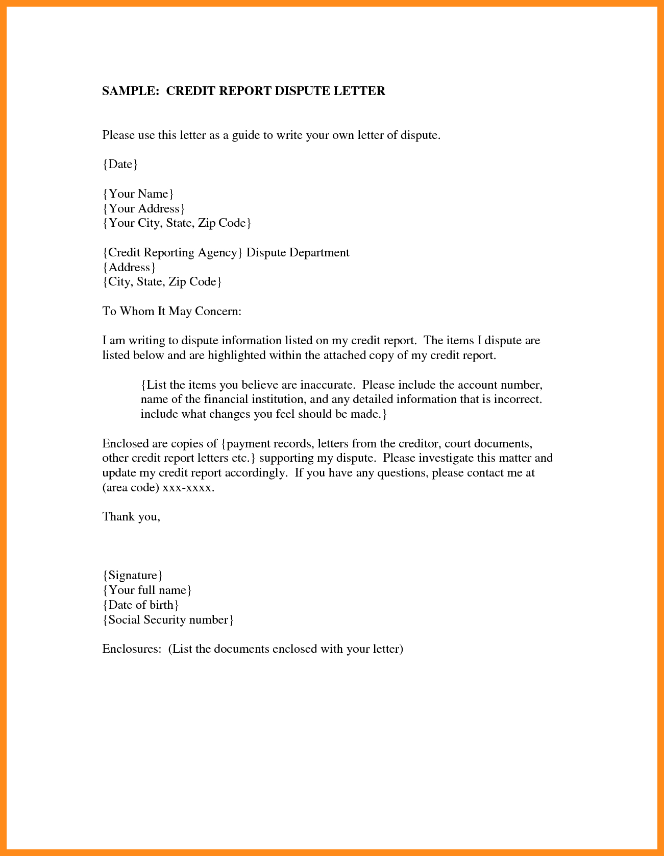 Sample Credit Report Pdf And 8 Report Letter Sample Mystock Throughout Credit Report Dispute Letter Template