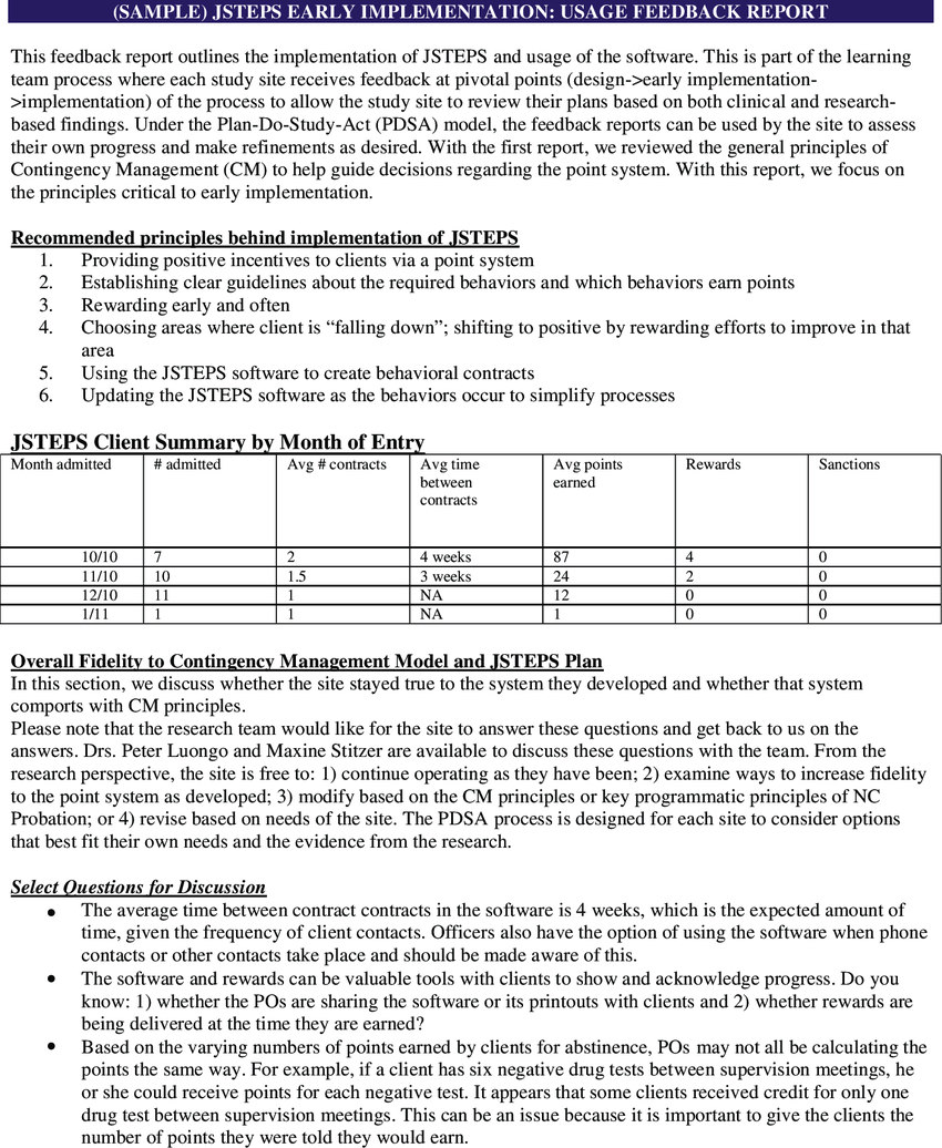 Sample Feedback Report. | Download Scientific Diagram Intended For Intervention Report Template