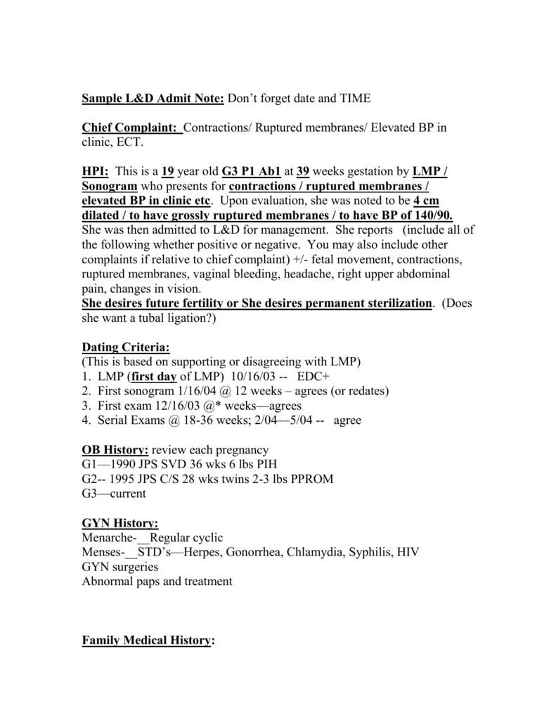 Sample Labor And Delivery Soap Notes With Soap Report Template