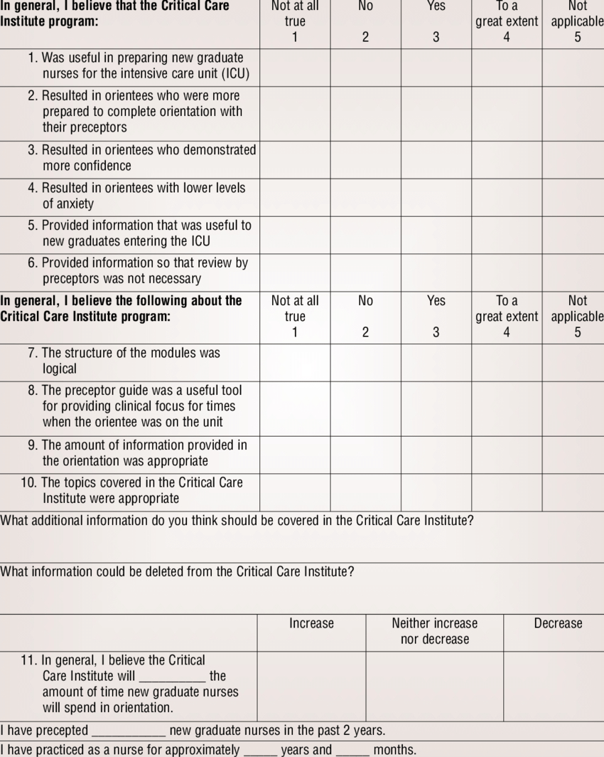 Sample Of Form Usedpreceptors For Evaluation Of The Pertaining To Icu Report Template