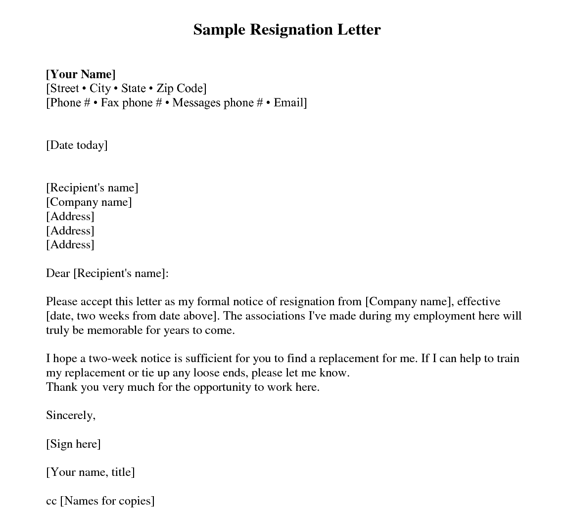 Sample Resignation Letter 2 Weeks Notice – Every Last Inside 2 Weeks Notice Template Word