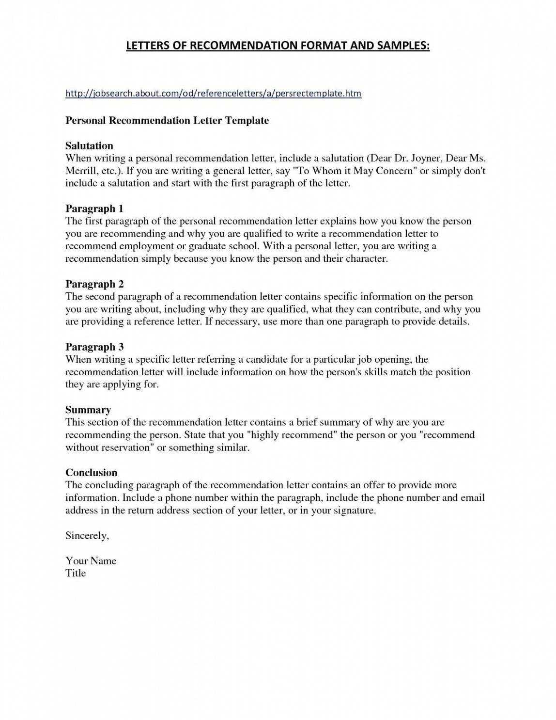 Sample Template For Letter Of Recommendation Collection With Regard To Recommendation Report Template