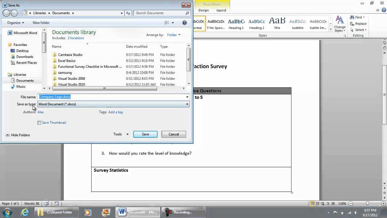 Save As Macro Enabled Document Docm Functional Checklist Survey In  Microsoft Word 2010 (Part 3 Of 9) Regarding Word Macro Enabled Template