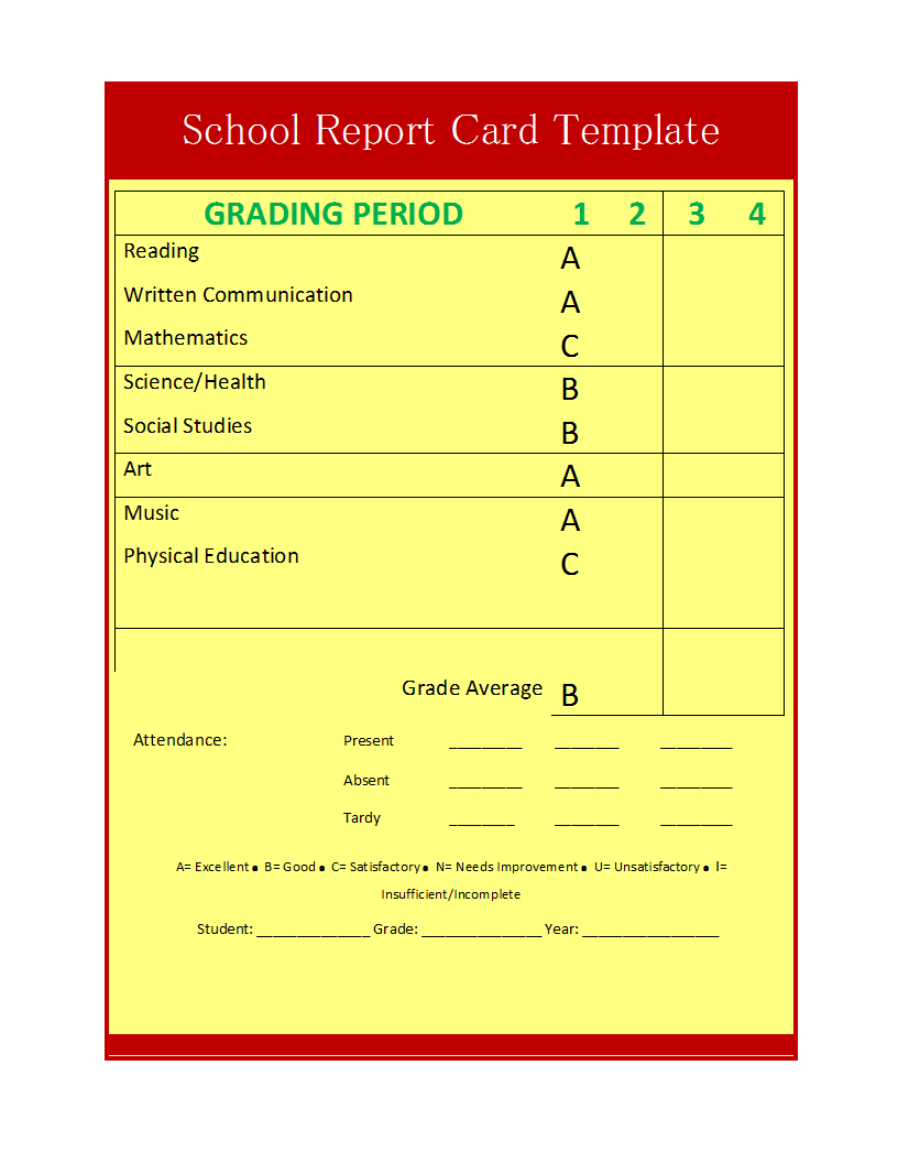 School Report Template For Report Card Format Template