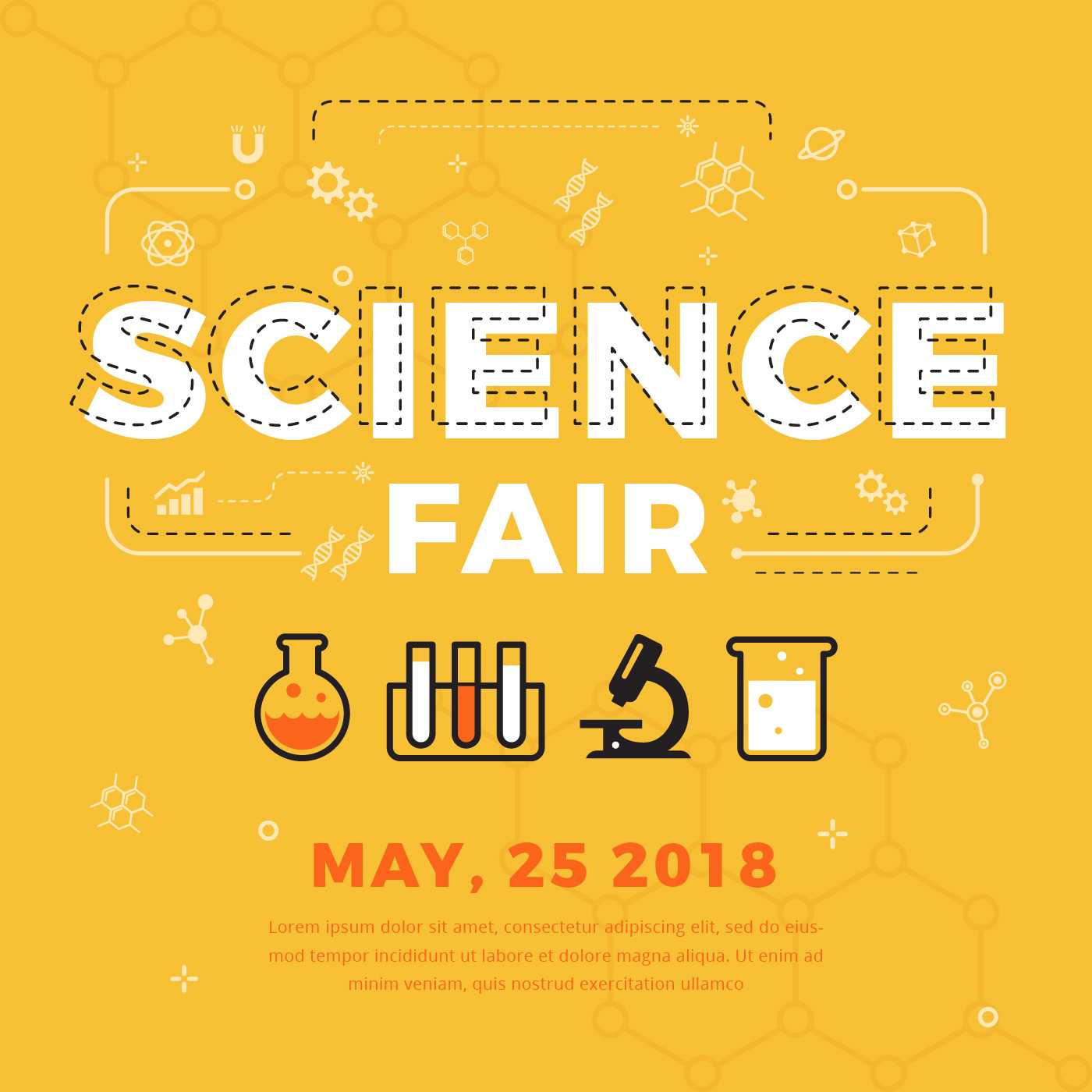 Science Fair Poster Vector – Download Free Vectors, Clipart Throughout Science Fair Banner Template