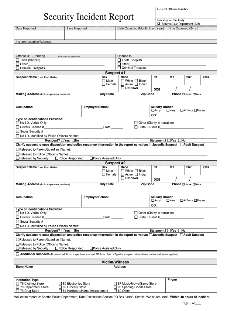 Security Guard Incident Report Pdf – Fill Online, Printable For Police Incident Report Template