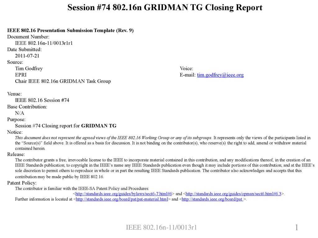 Session # N Gridman Tg Closing Report – Ppt Download Regarding Rapporteur Report Template