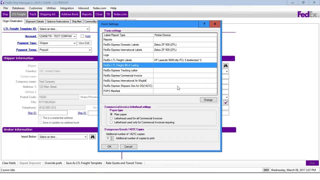 Set Up Your Printer With Fedex Ship Manager Software Intended For Fedex Label Template Word