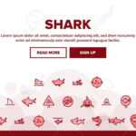 Shark Fish Landing Web Page Header Banner Template Vector. Dangerous.. Pertaining To Sharkfin Banner Template