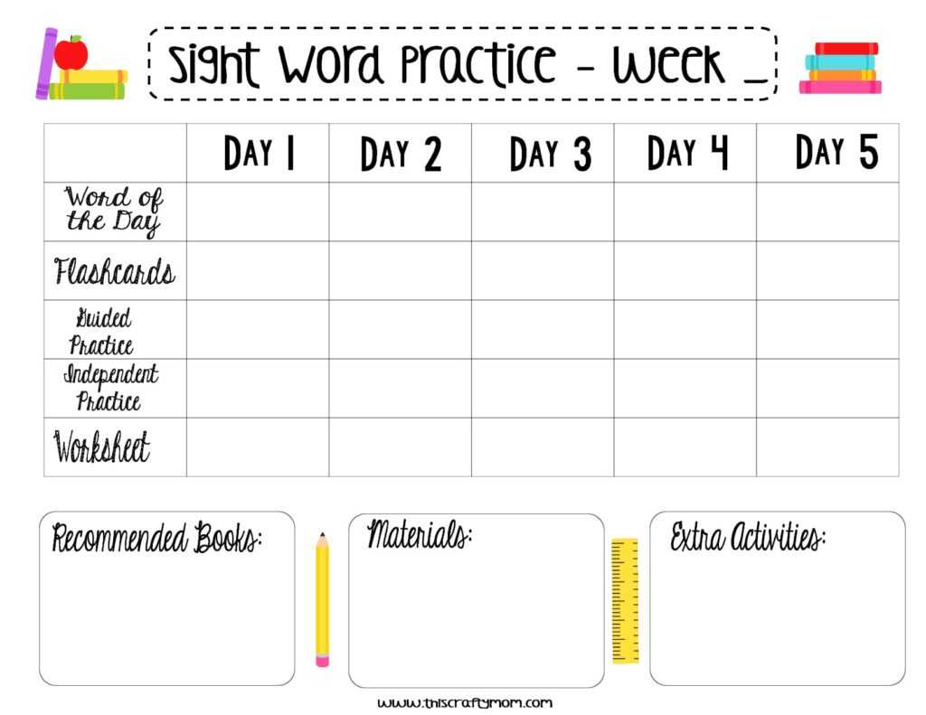 Sight Word Lesson Plans – Free Weekly Template – This Crafty Mom For Teacher Plan Book Template Word