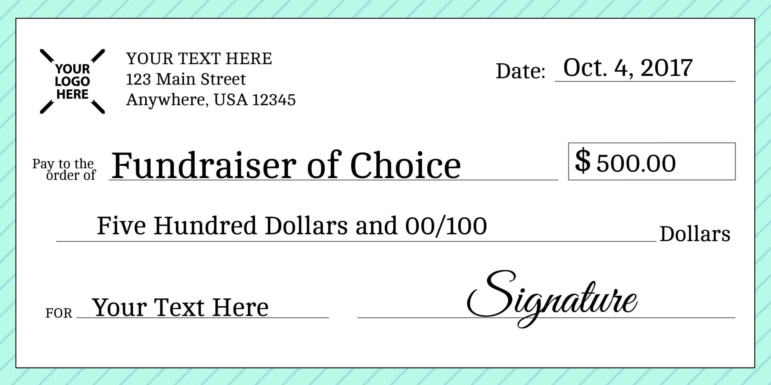 Signage 101 - Giant Check Uses And Templates | Signs Blog For Customizable Blank Check Template