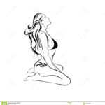 Silhouette Of A Girl Attractive Figure Slender Female Body Throughout Blank Model Sketch Template
