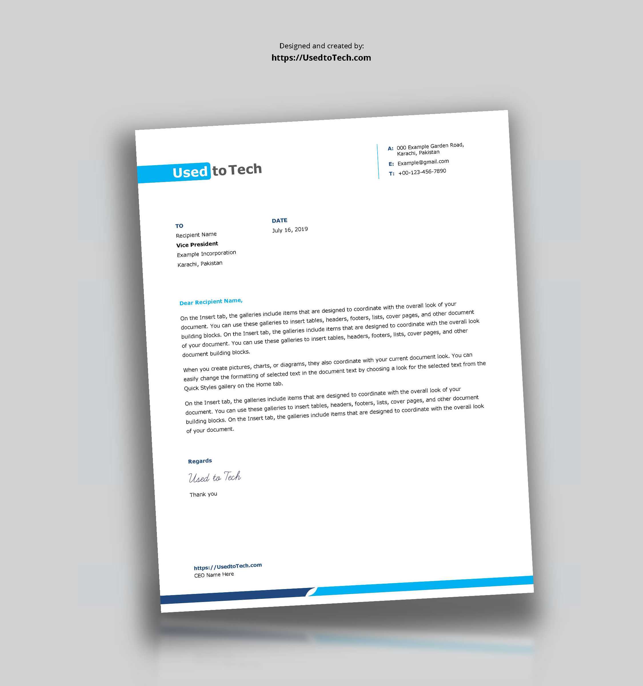 Simple And Clean Word Letterhead Template – Free – Used To Tech With Word Stationery Template Free