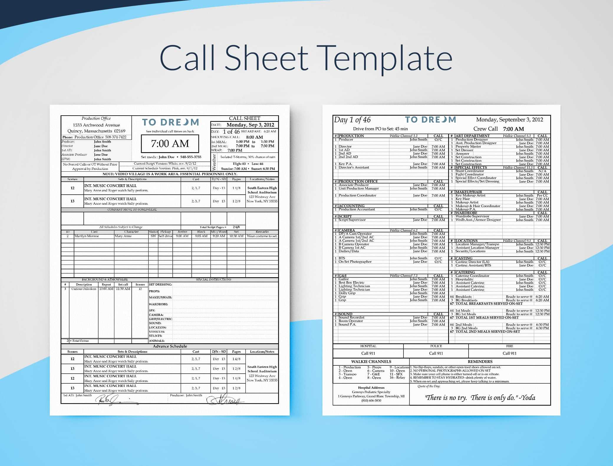 Simple Call Sheet Template Word Doc | Sethero Within Film Call Sheet Template Word