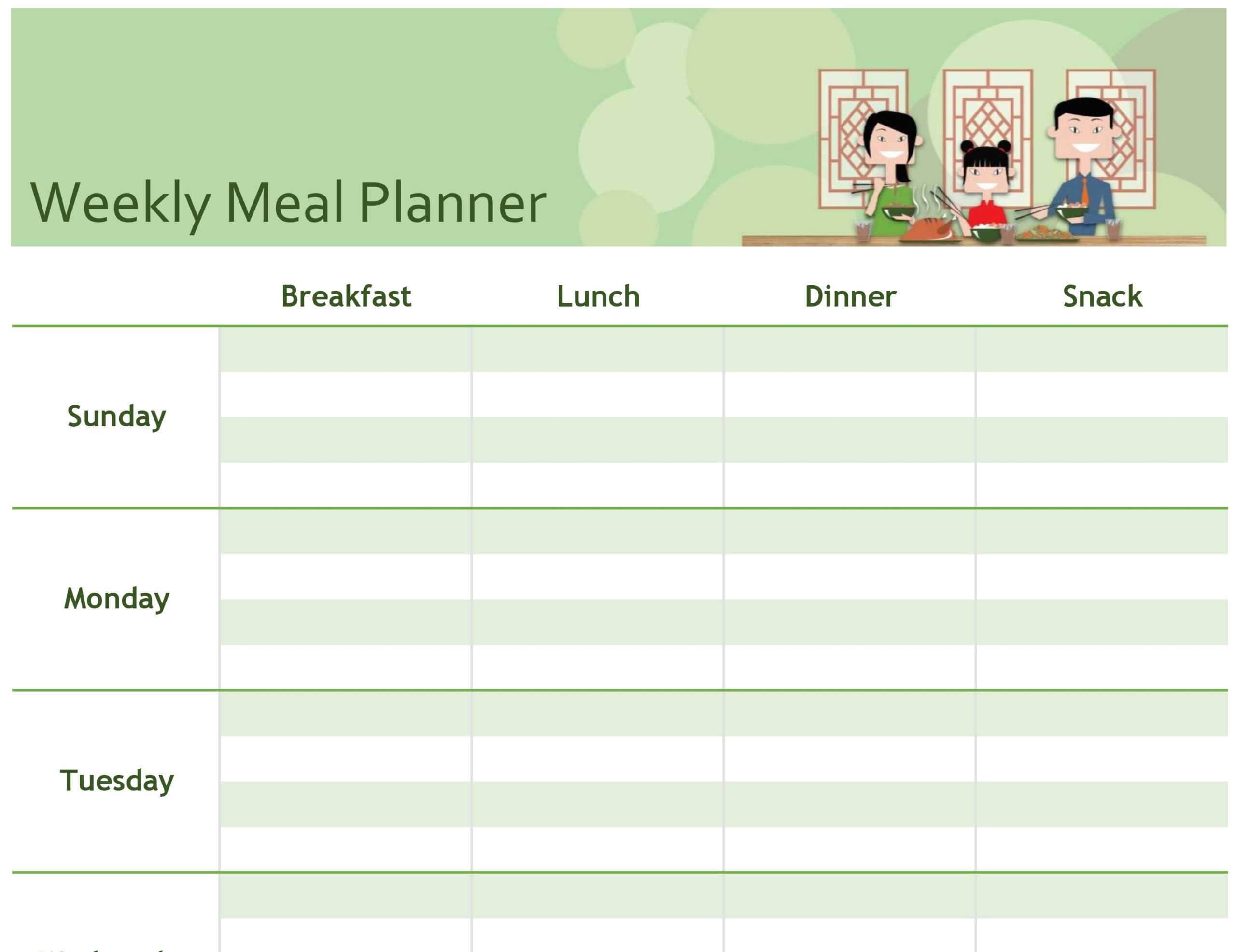 Simple Meal Planner In Weekly Meal Planner Template Word