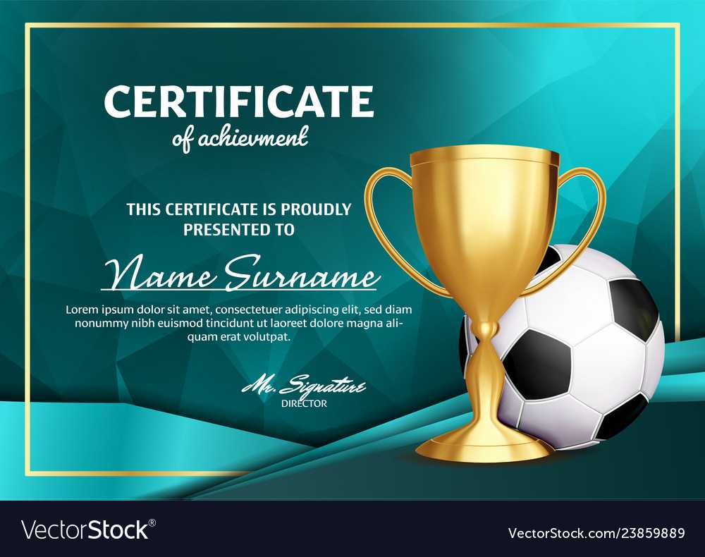 Soccer Certificate Diploma With Golden Cup Intended For Soccer Certificate Templates For Word