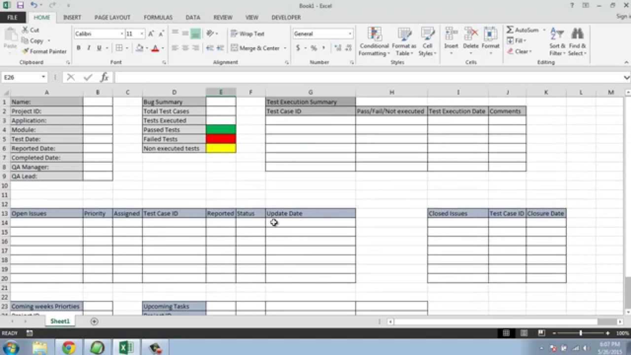 Software Testing Weekly Status Report Template With Daily Status Report Template Xls