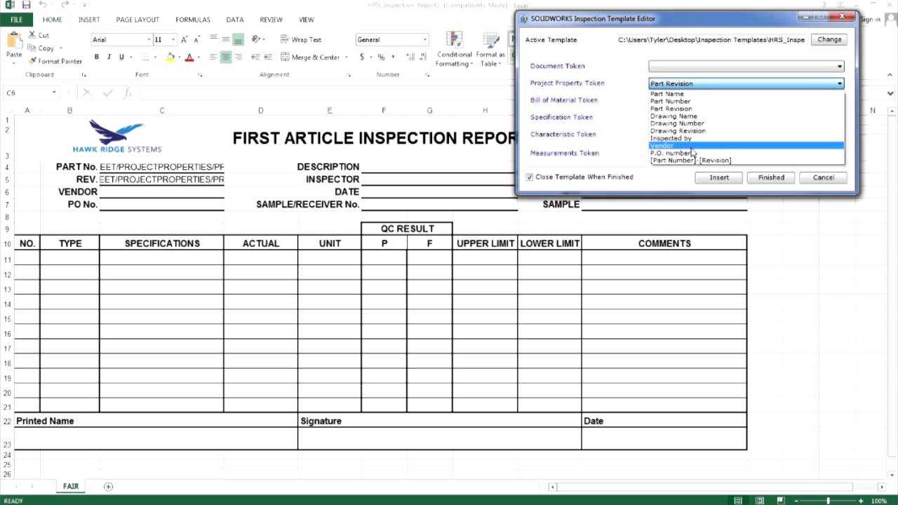 Solidworks Inspection – Creating A Custom Report Template [Pt. 1] Pertaining To Part Inspection Report Template