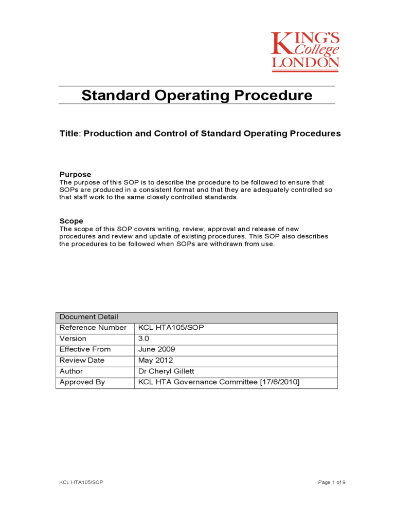 Sop Template - 6 Free Templates In Pdf, Word, Excel Download Throughout Free Standard Operating Procedure Template Word 2010