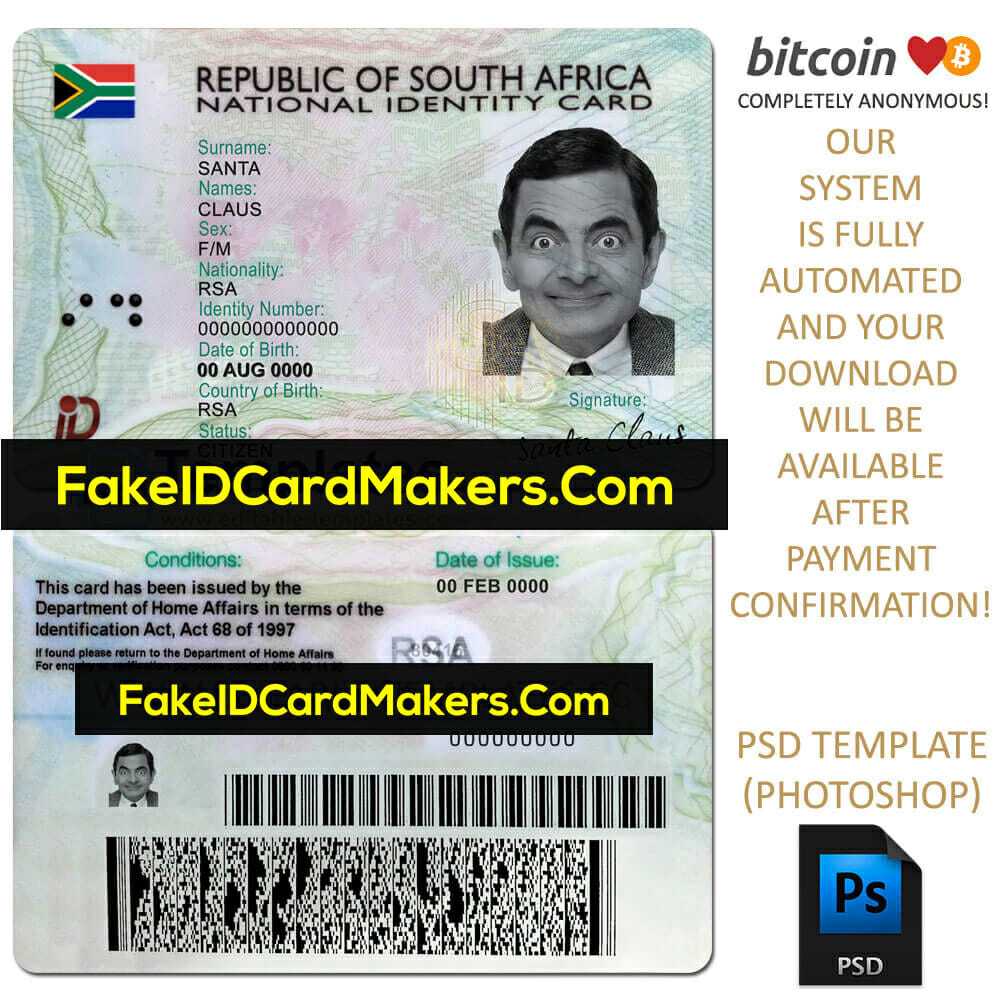 South Africa Id Card Template Psd Editable Fake Download For Blank Social Security Card Template Download