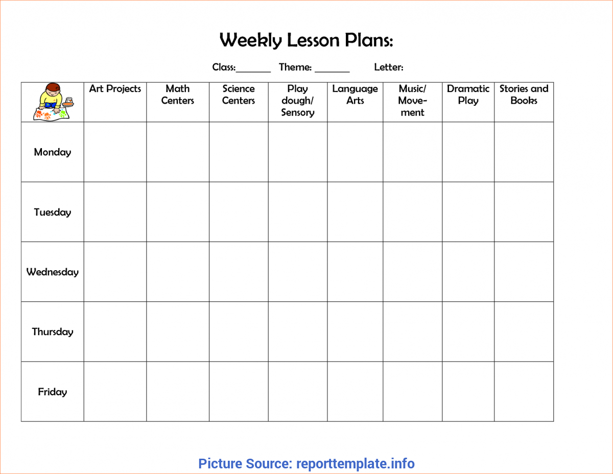 Special Lesson Plan Format Weekly 4+ Preschool Weekly Lesson Throughout Preschool Weekly Report Template