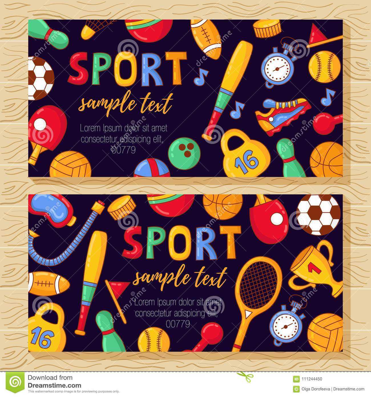 Sport Banners Template With Fitness Doodle Icons Stock Within Sports Banner Templates