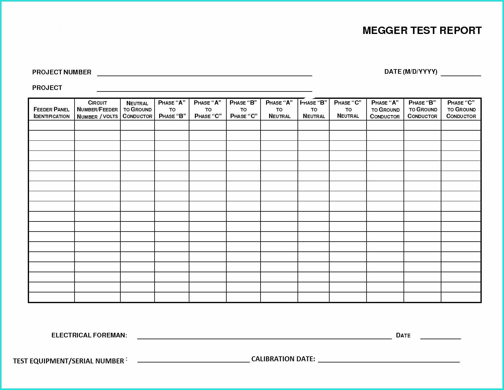 Spreadsheet Electrical Panel Load Tion Residential Of With Megger Test Report Template